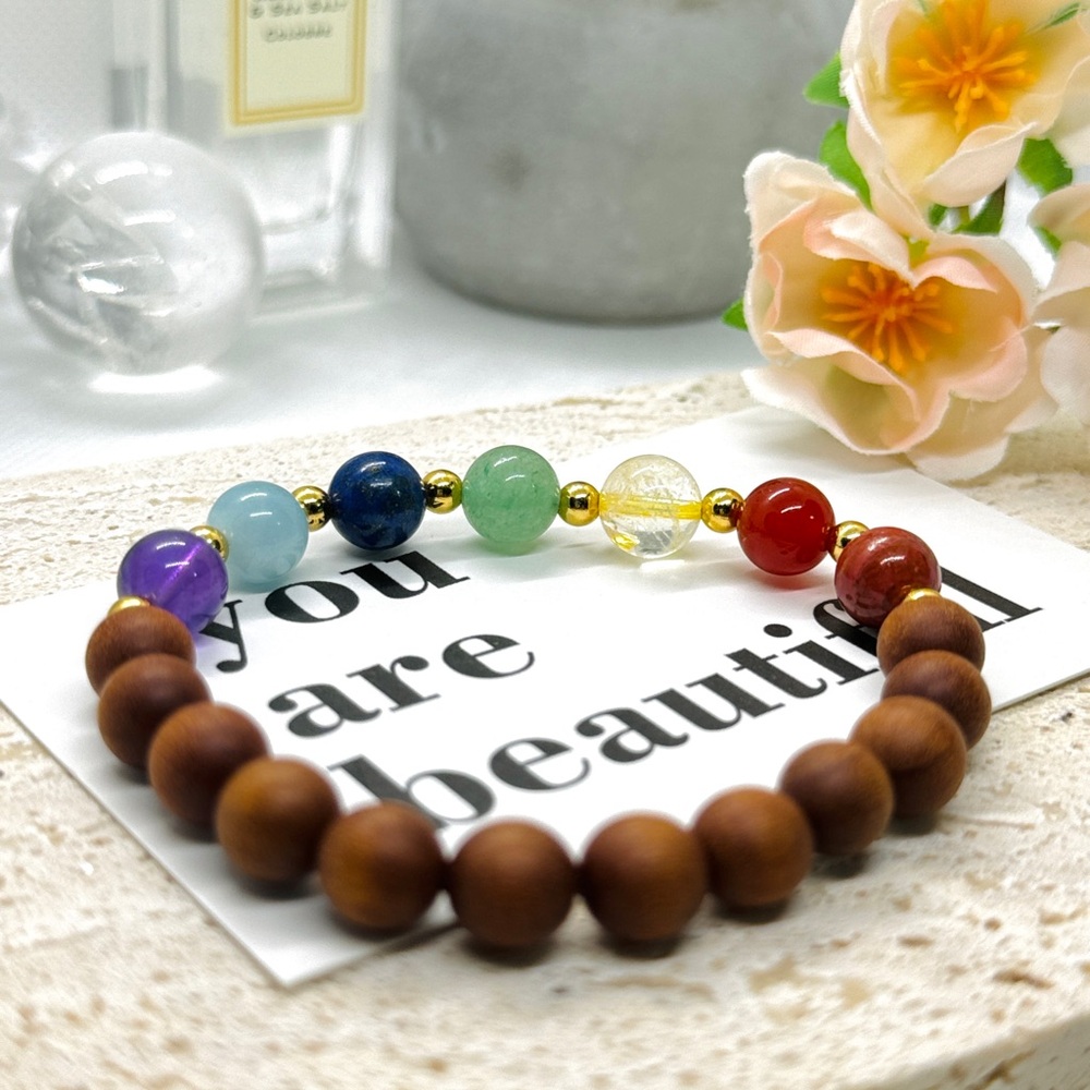 Sandlewood with 7-chakra crystal